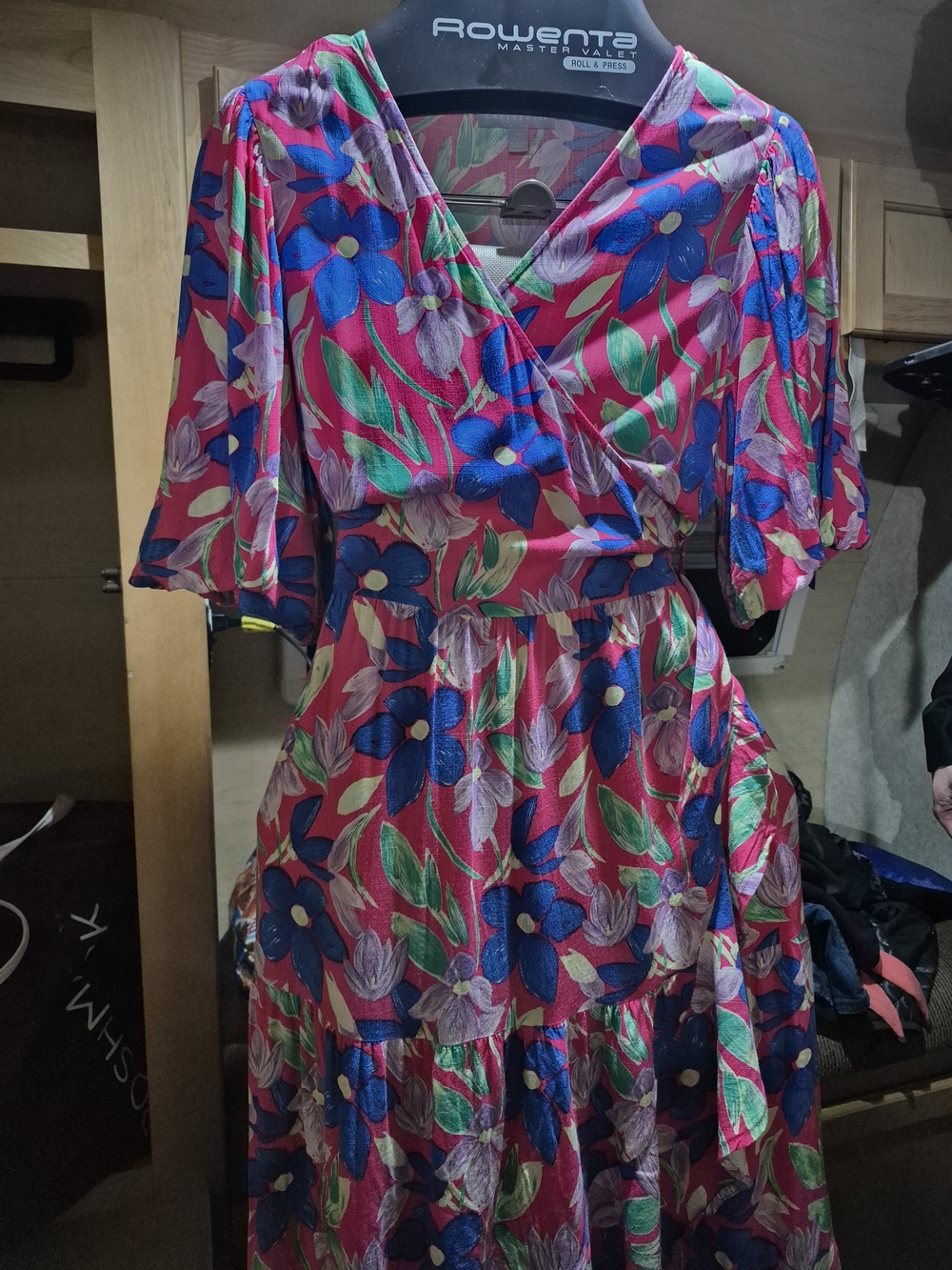 Chelsea28 Fuchsia Floral Asymmetrical Wrap Dress Size Medium